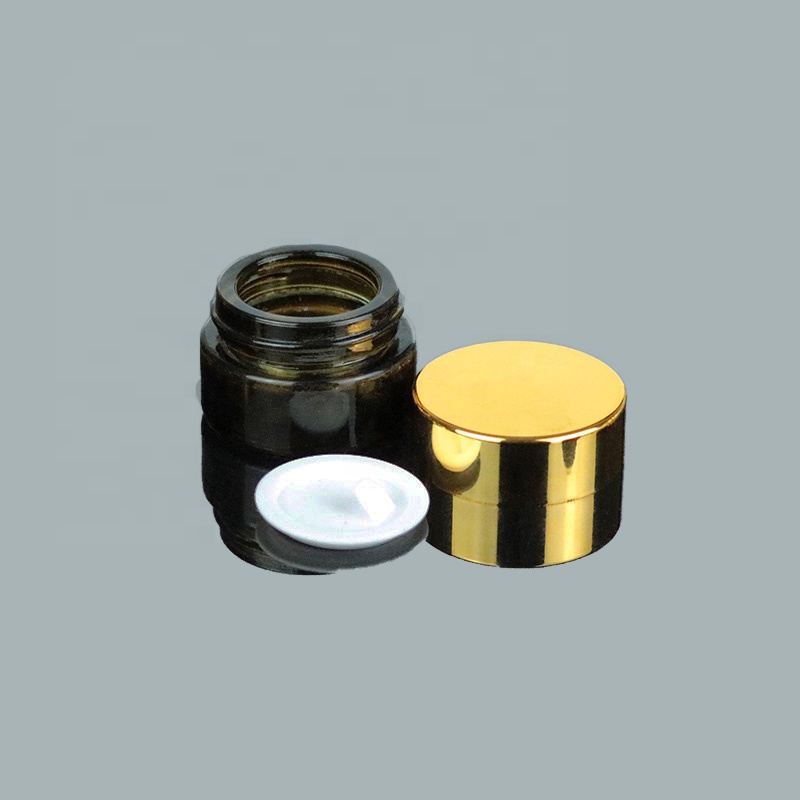 Custom logo empty container packaging 1.5oz 50ml amber glass jar UV gold lid (GJM13)