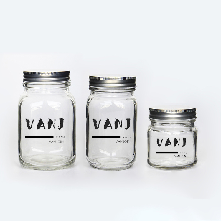 Custom logo food packing mason jar for baby food clear wide mouth storage bottles jars