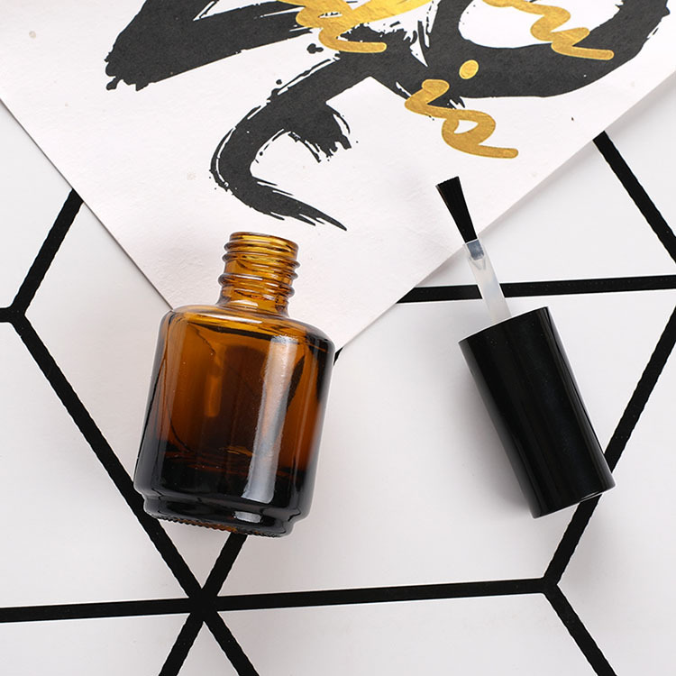 Custom logo free lead 7ml 10ml 15ml brown square high-end glass nail oil bottle cosmetic package container in good price