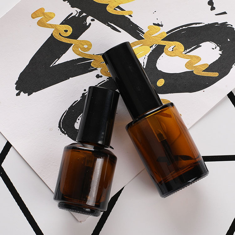 Custom logo free lead 7ml 10ml 15ml brown square high-end glass nail oil bottle cosmetic package container in good price