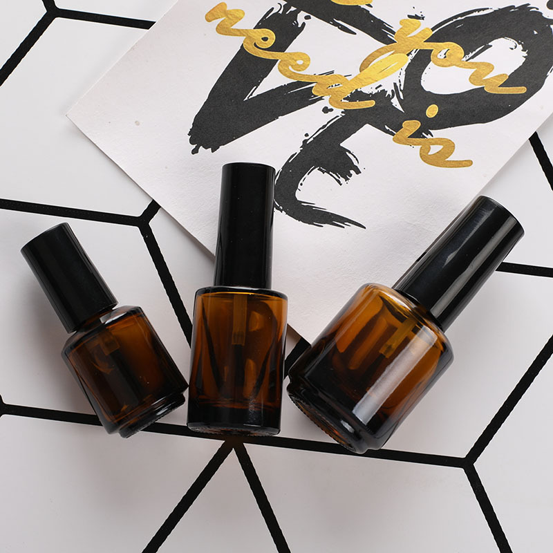 Custom logo free lead 7ml 10ml 15ml brown square high-end glass nail oil bottle cosmetic package container in good price