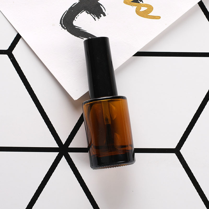 Custom logo free lead 7ml 10ml 15ml brown square high-end glass nail oil bottle cosmetic package container in good price