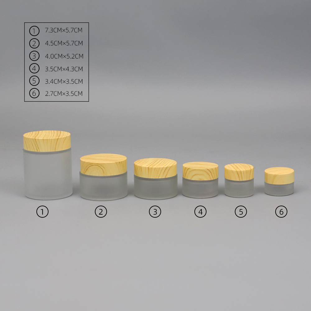 Custom logo glass empty facial cream bottles hand cream bottle with bamboo cap 15g 30g 50g