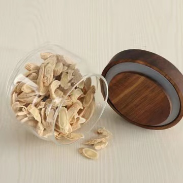 Custom logo high borosilicate heat resistant food safety glass storage jar for spice with bamboo lid