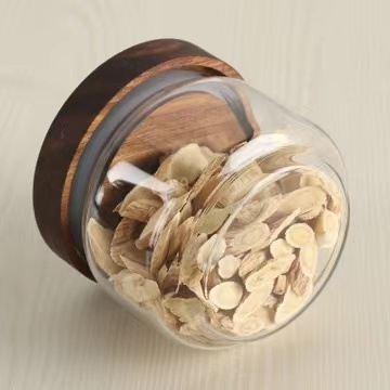 Custom logo high borosilicate heat resistant food safety glass storage jar for spice with bamboo lid