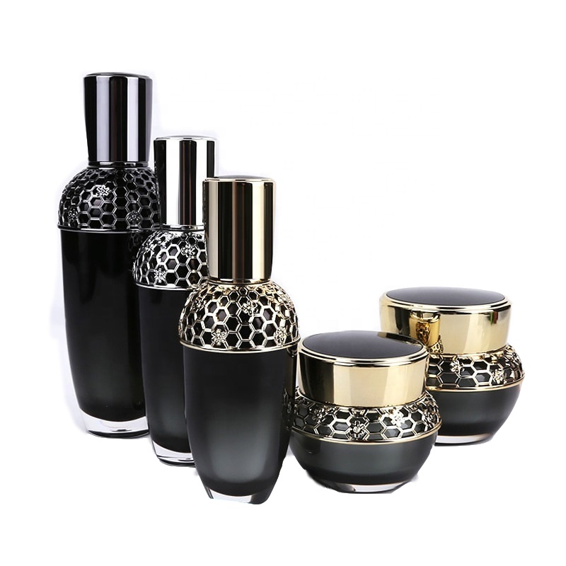 Custom logo luxurious High-grade luxury cosmetic bottles court retro acrylic cosmetic bottle and jar cosmetic container package