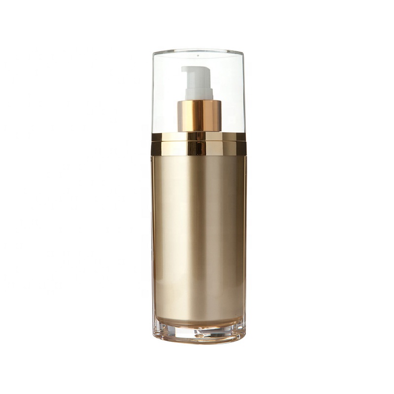 Custom logo luxury double-layer acrylic round golden cosmetic bottle and jar with good price