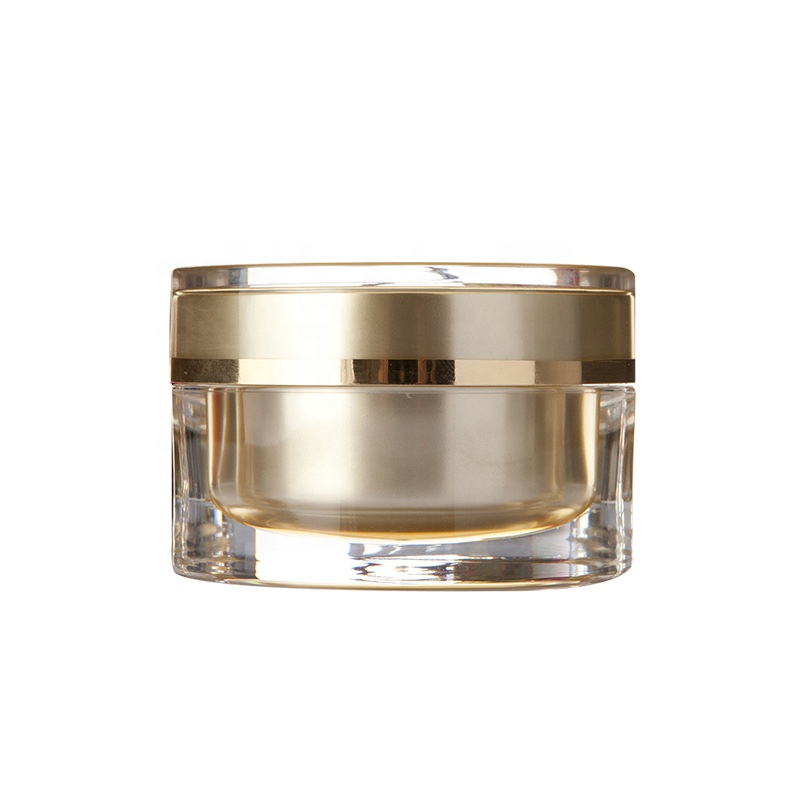 Custom logo luxury double-layer acrylic round golden cosmetic bottle and jar with good price