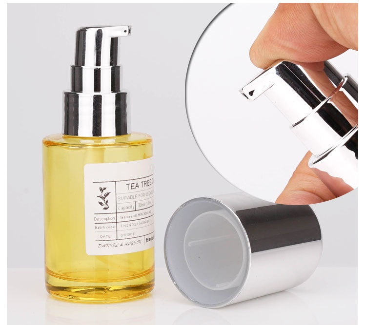 Custom logo luxury high quality glass pump bottle 30ml for cream toner cosmetic package small container in good price