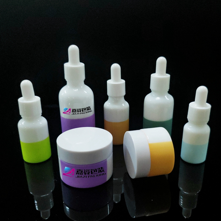 Custom logo painting porcelain glass jar cosmetic bottle set