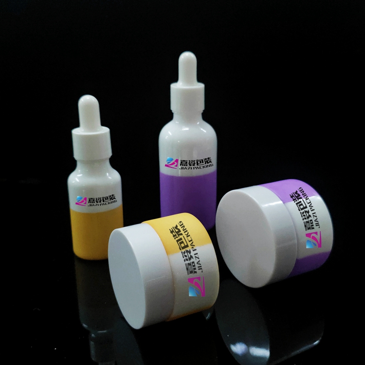 Custom logo painting porcelain glass jar cosmetic bottle set