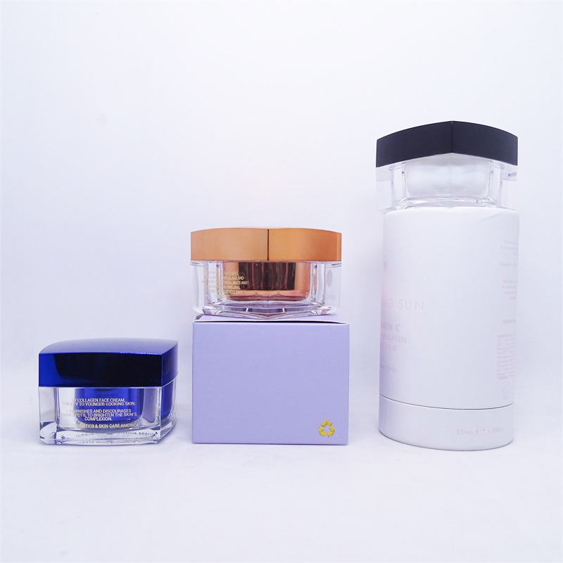 Custom logo print acrylic cosmetic jars 15g double wall acrylic cosmetic container black with black cap