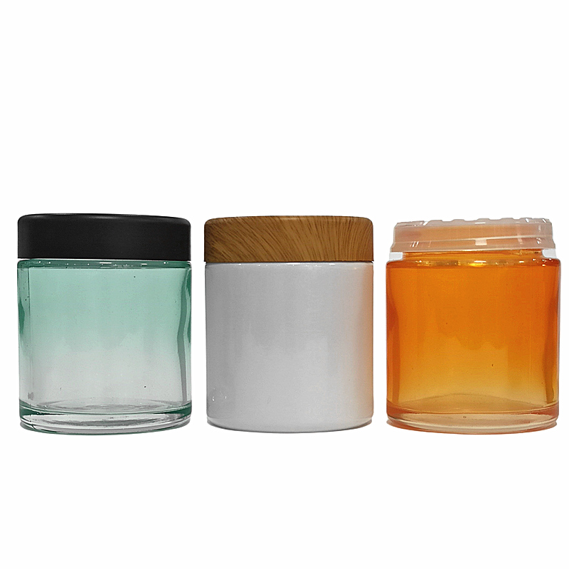 Custom logo printed 3.5 gram flower packaging child protection glass jar childproof glass jar with child resistant screw lid