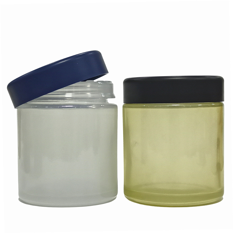 Custom logo printed 3.5 gram weed hemp flower packaging child glass jar childproof glass jar with child resistant screw lid