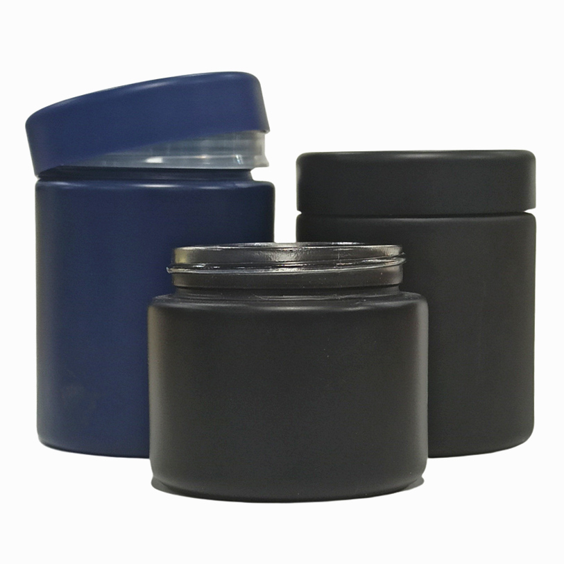 Custom logo printed 3.5 gram weed hemp flower packaging child glass jar childproof glass jar with child resistant screw lid