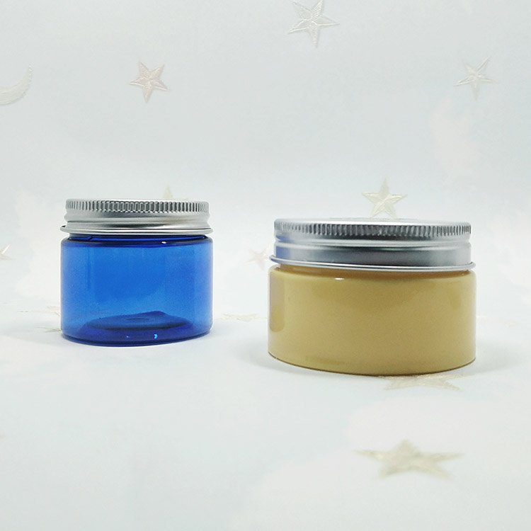 Custom logo printing PET Cylinder black plastic cream jars 100g
