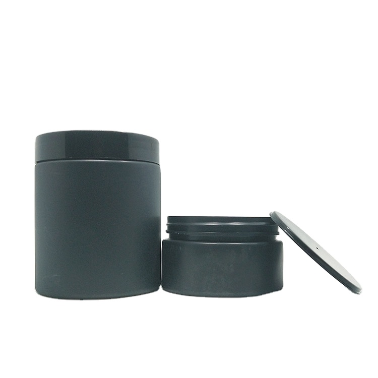 Custom logo printing  cosmetic PET  black plastic jars for body scrub 100g 120g 150g 200g