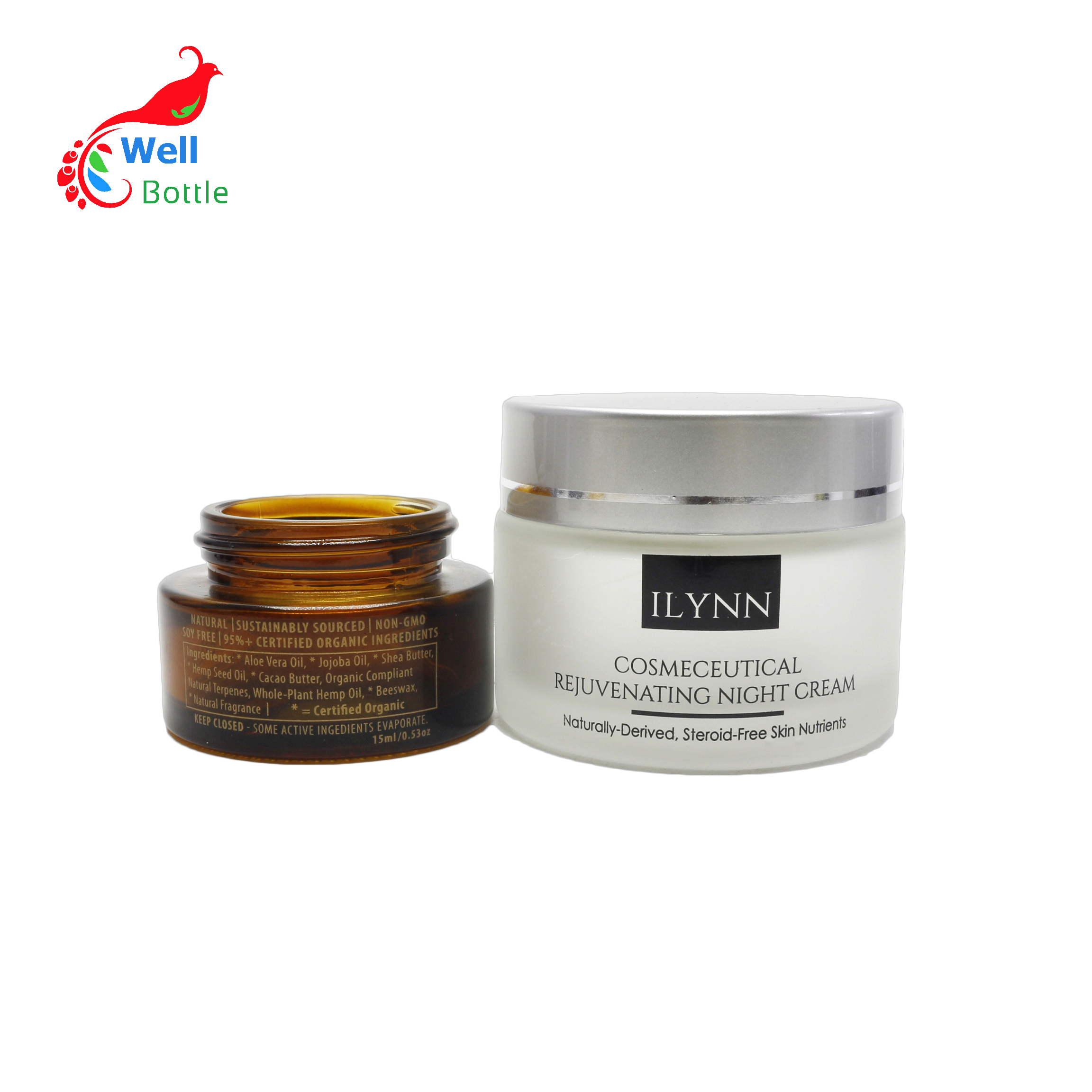 Custom logo screen printing personal care cosmetic jar amber glass jars wholesale  GJ212E