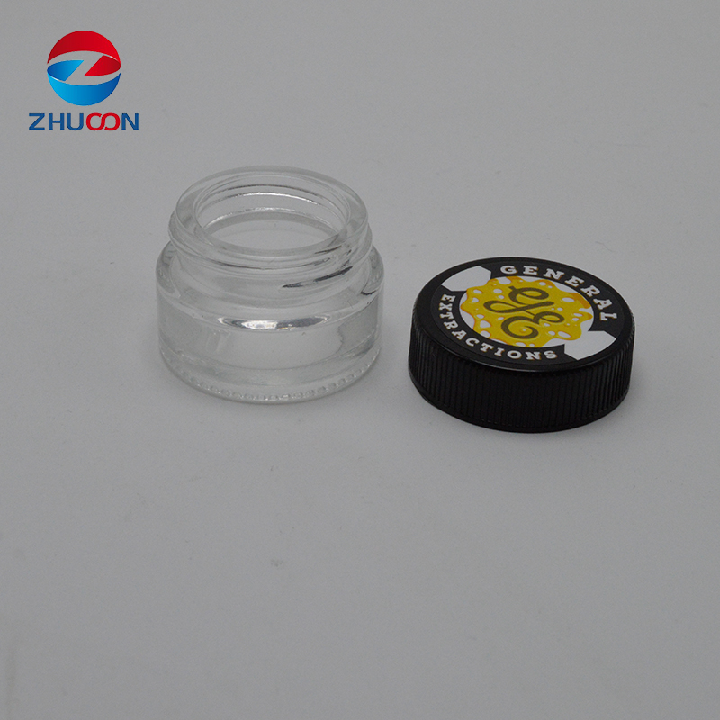 Custom logo service 5ml 10ml high quality cosmetics glass cbd wax jar container with plastic lid