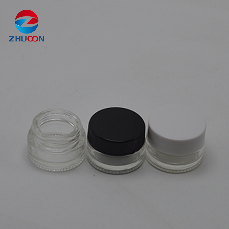 Custom logo service 5ml 10ml high quality cosmetics glass cbd wax jar container with plastic lid