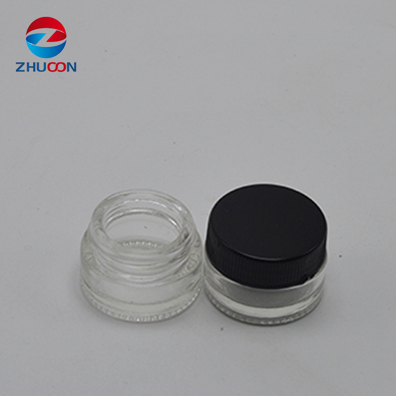 Custom logo service 5ml 10ml high quality cosmetics glass cbd wax jar container with plastic lid