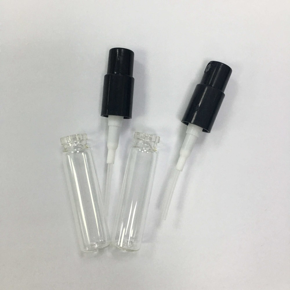 Custom logo small 2-3 ml transparent empty glass perfume bottle
