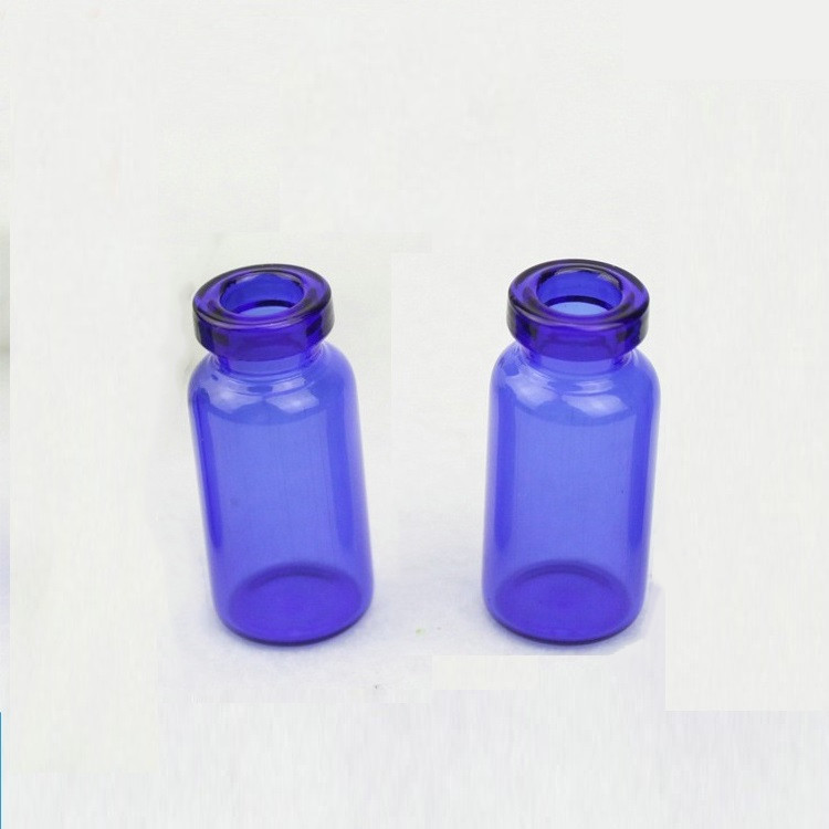 Custom logo small package glass Medical beauty bottle blue vial clear glass sample bottle for cosmetic and medical in store