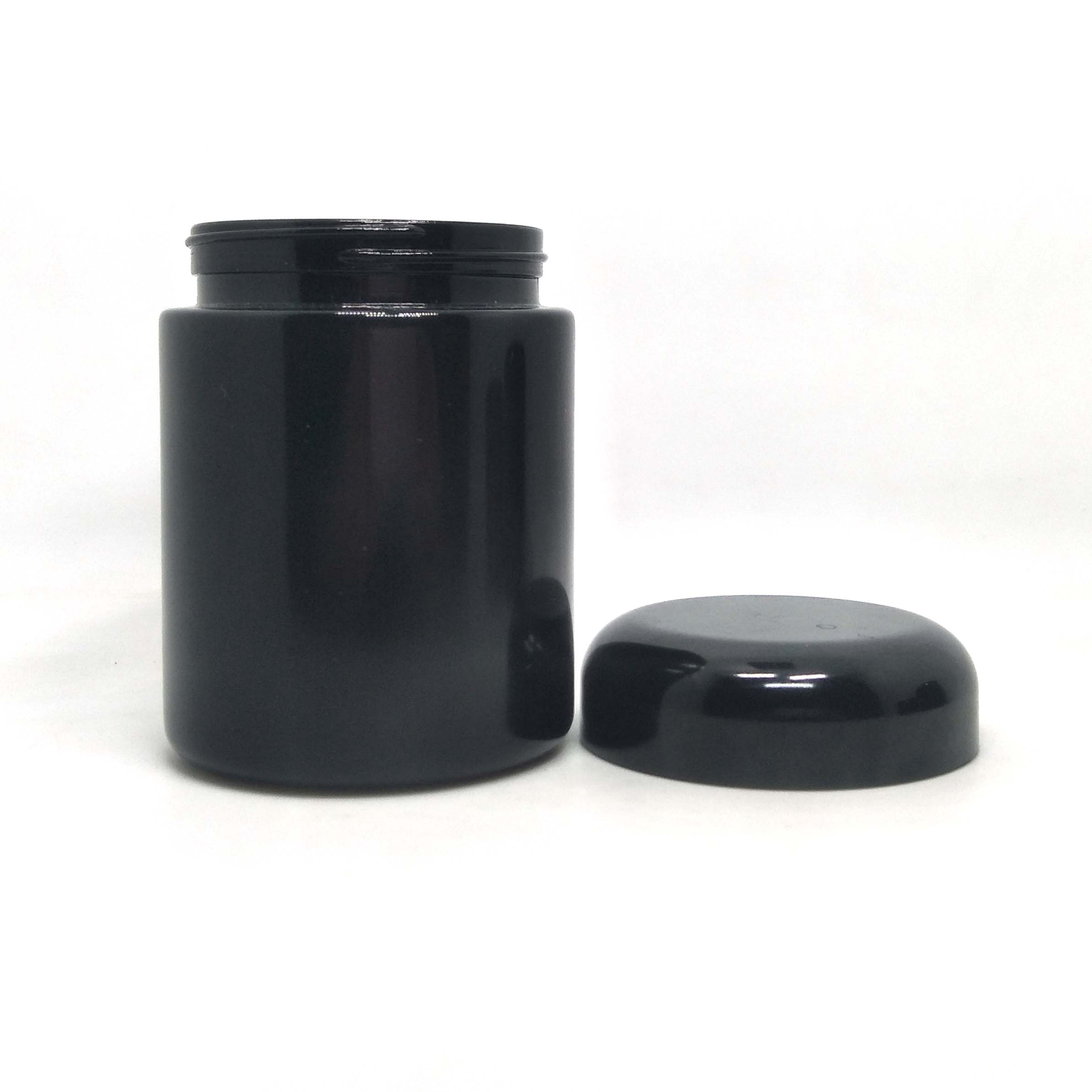 Custom logo uv 1oz dark violet cosmetic glass jars oval shape glass makeup containers