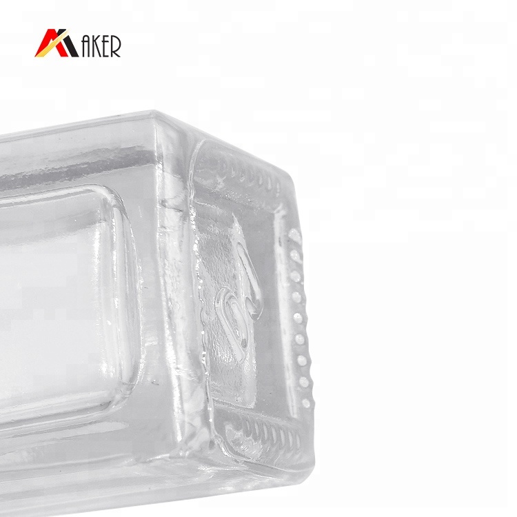 Custom luxury 15ml clear glass perfume bottles empty square shaped crystal glass spray perfume bottle with gold mist sprayer