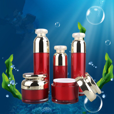 Custom luxury 50ml 100g high quality skincare cream lotion pump bottle jar container set cylinder round bottle
