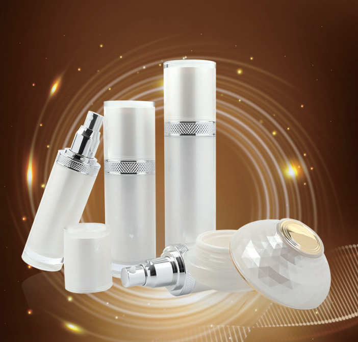 Custom luxury 50ml 100g high quality skincare cream lotion pump bottle jar container set cylinder round bottle