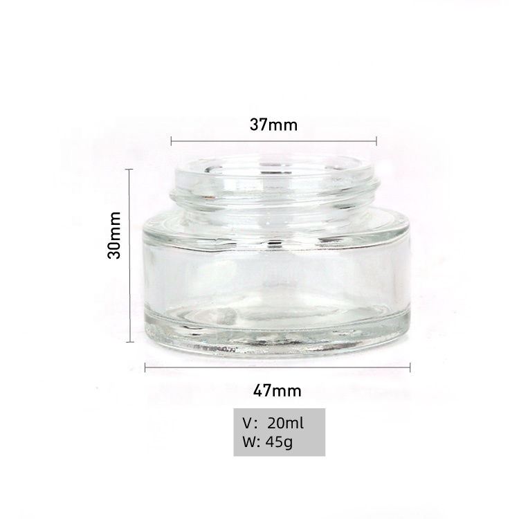 Custom luxury clear round 20ml 30ml 50ml 100ml glass cream cosmetic container jar with bamboo lid