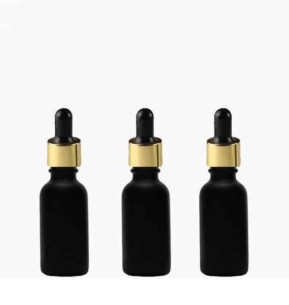 Custom luxury rectangle frosted black bottle with dropper or with spray mist cap 5ml 10ml 20ml 30ml 50ml 100ml