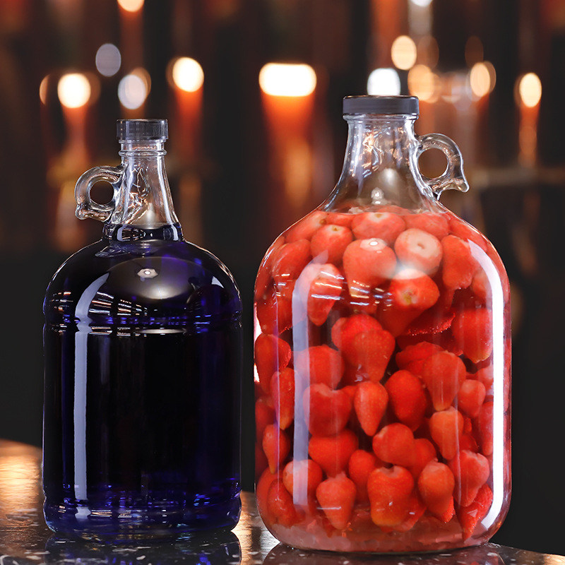 Custom made 1000ml Transparent wine brewing glass bottle fermented wine bottle empty bottle sealed jar