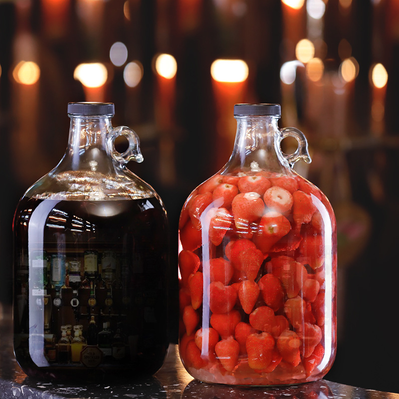 Custom made 1000ml Transparent wine brewing glass bottle fermented wine bottle empty bottle sealed jar