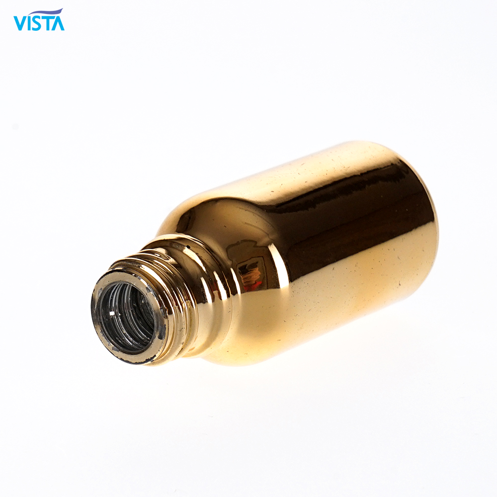 Custom made 15ml comestic glass bottle spray gold color mini glass bottle for lotion with screw cap