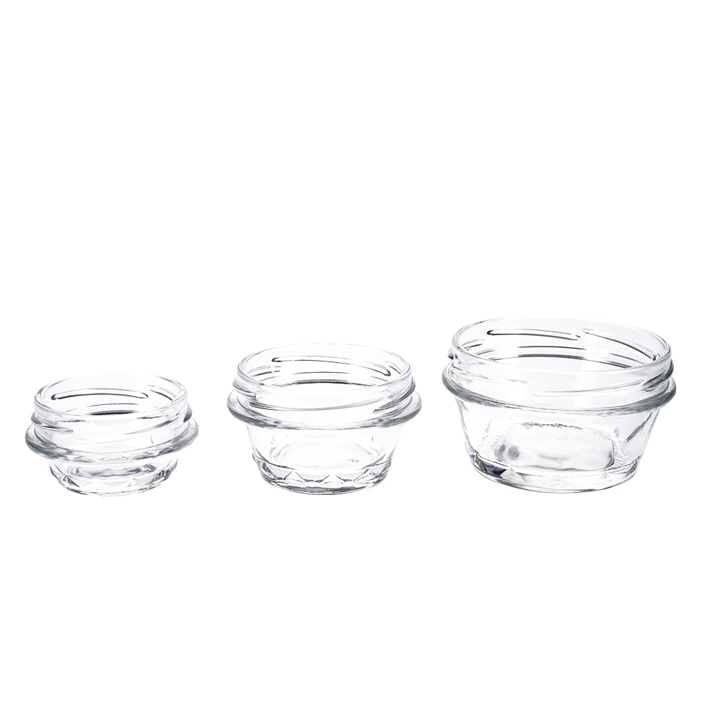 Custom made 1oz 2oz 4oz clear caviar jam jelly food glass mason jar with screw lid