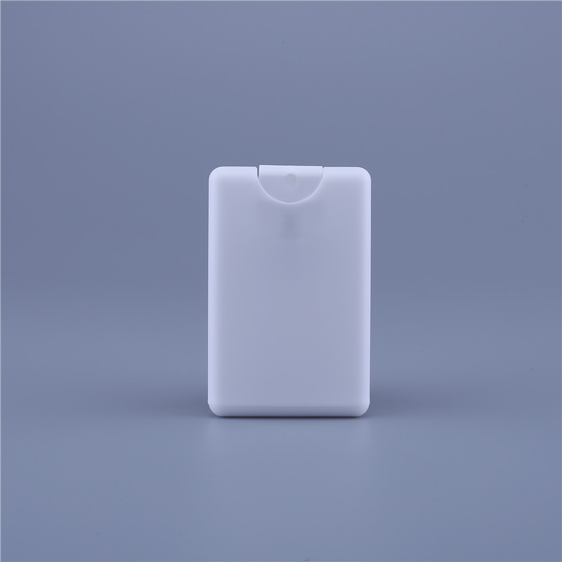 Custom made 20ml clear black white PP plastic perfume flat bottle credit card spray bottle