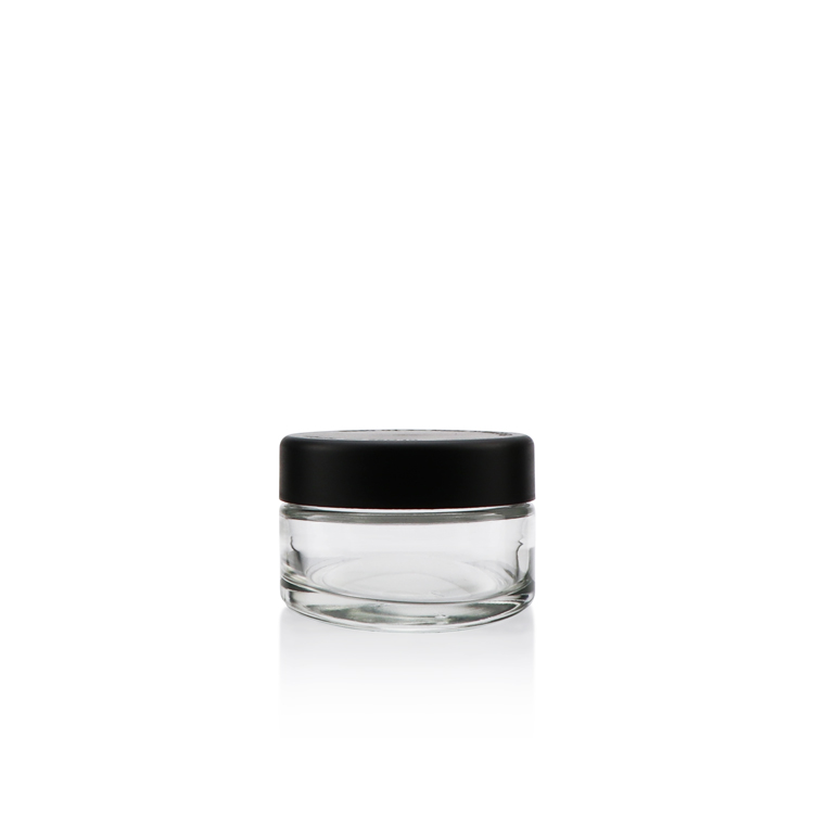 Custom made 30ml 60ml 120ml smell proof childproof cap 3oz empty wide mouth hemp glass jars with wooden cover