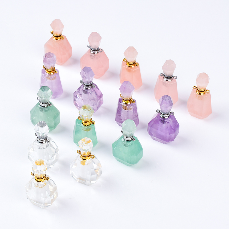 Custom made Natural Crystal Amethyst perfume bottle can be used as pendant.