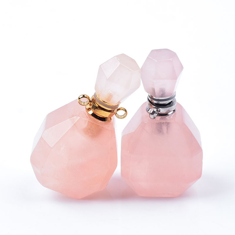 Custom made Natural Crystal Amethyst perfume bottle can be used as pendant.