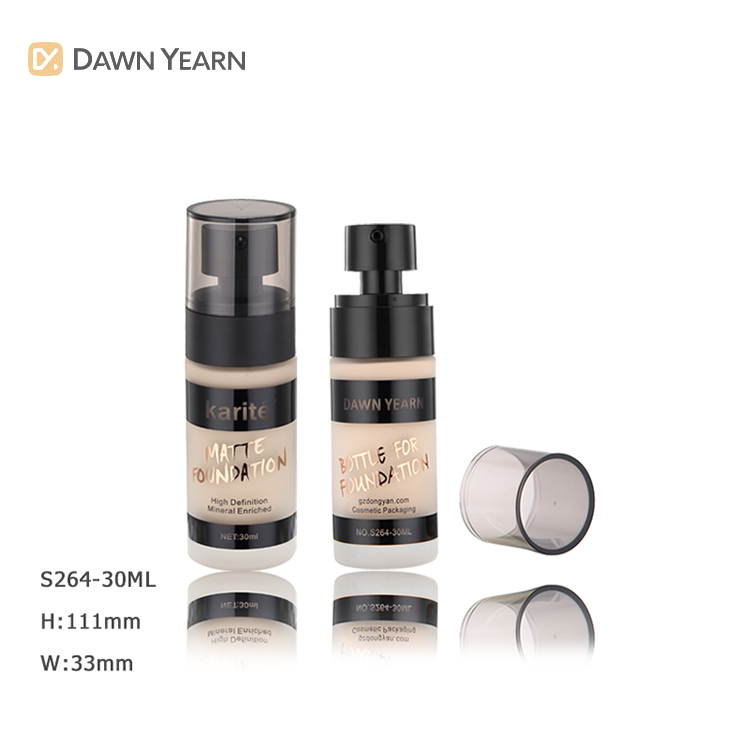 Custom made cylinder-shaped empty frost glass lotion liquid foundation bottles serum bottles 30 ml with pump