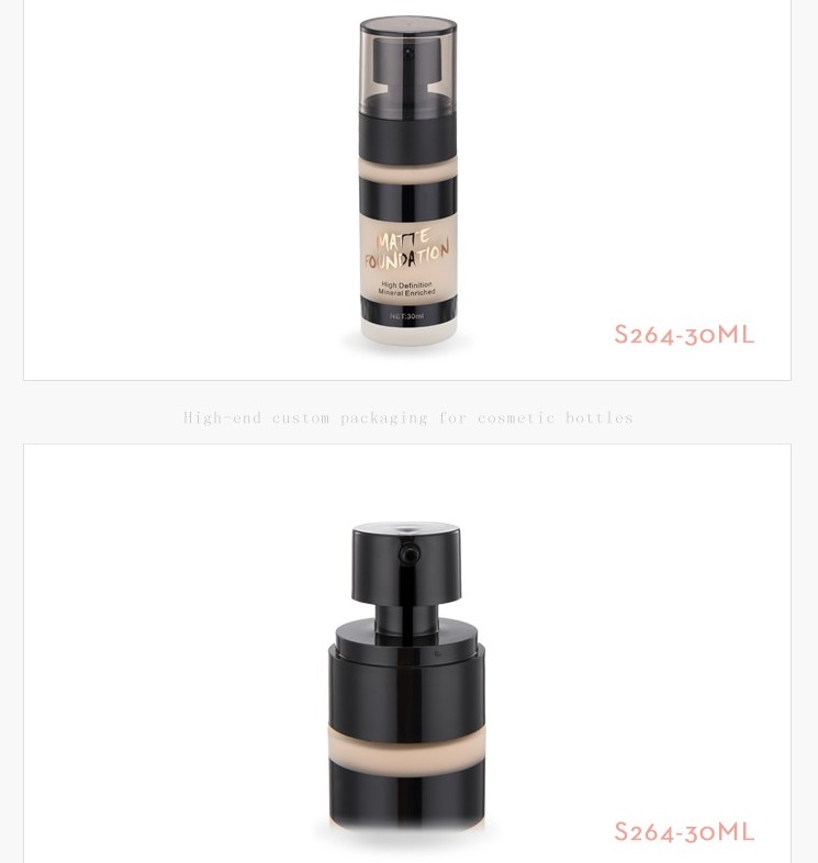 Custom made cylinder-shaped empty frost glass lotion liquid foundation bottles serum bottles 30 ml with pump