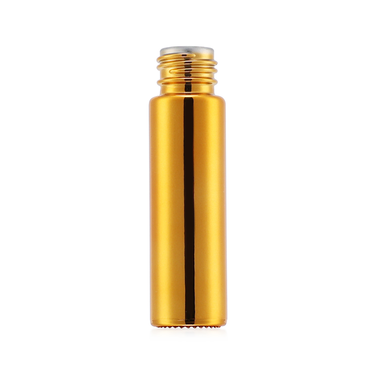 Custom made electroplated gold roll on bottle with stainless roller ball for perfume use