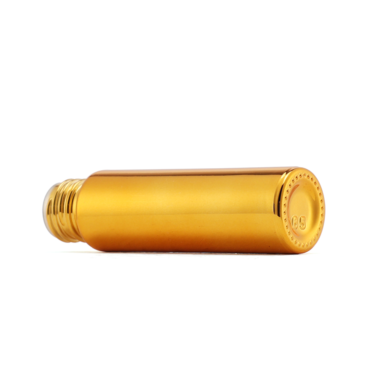 Custom made electroplated gold roll on bottle with stainless roller ball for perfume use