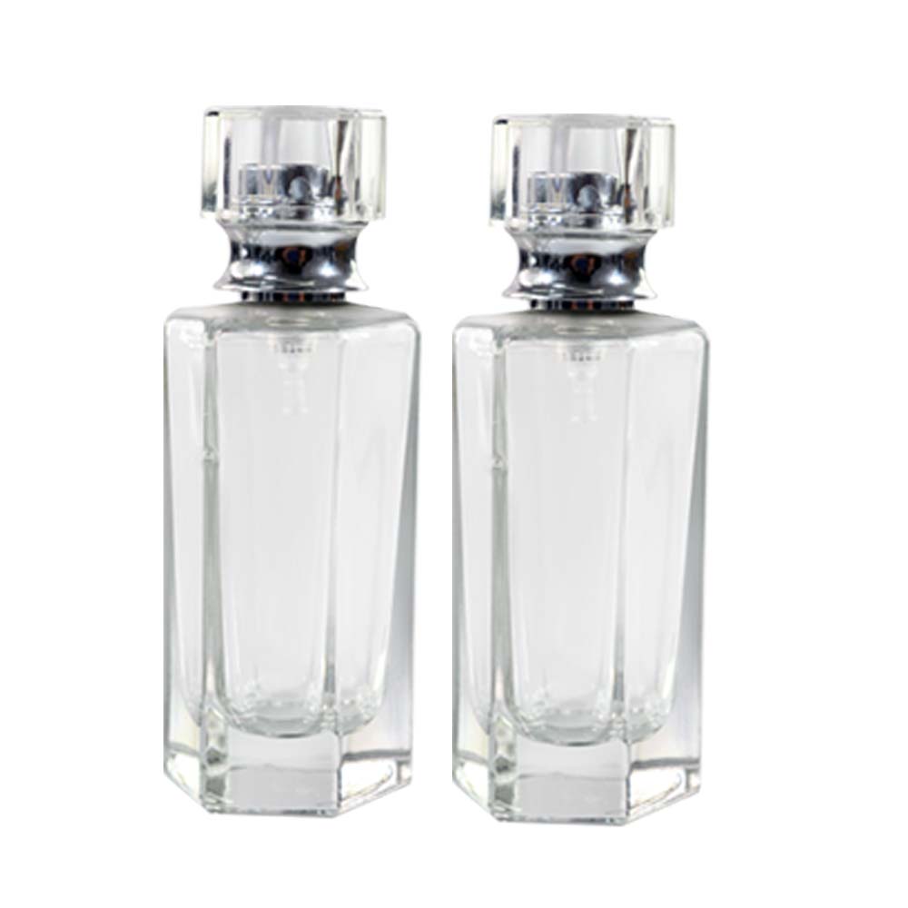 Custom made empty spray pump hexagonal glass perfume spray bottle