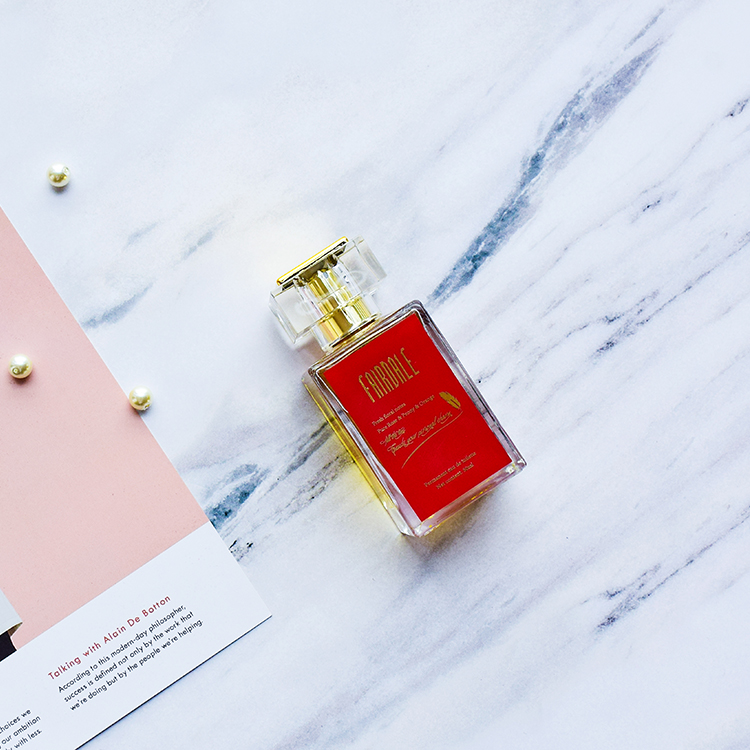 Custom made glass perfume bottles 100ml shaped perfume bottles with aluminium spray bottle