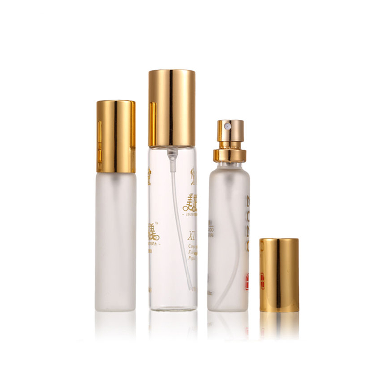 Custom made labels 15ml 20ml frosted clear empty crimp neck mist glass spray pump perfume bottle