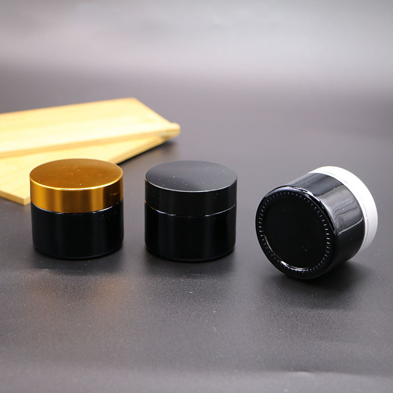 Custom made lotion container 30 ml 50 ml 100 ml bamboo cosmetic packaging face cream black glass jars with bamboo wood lid