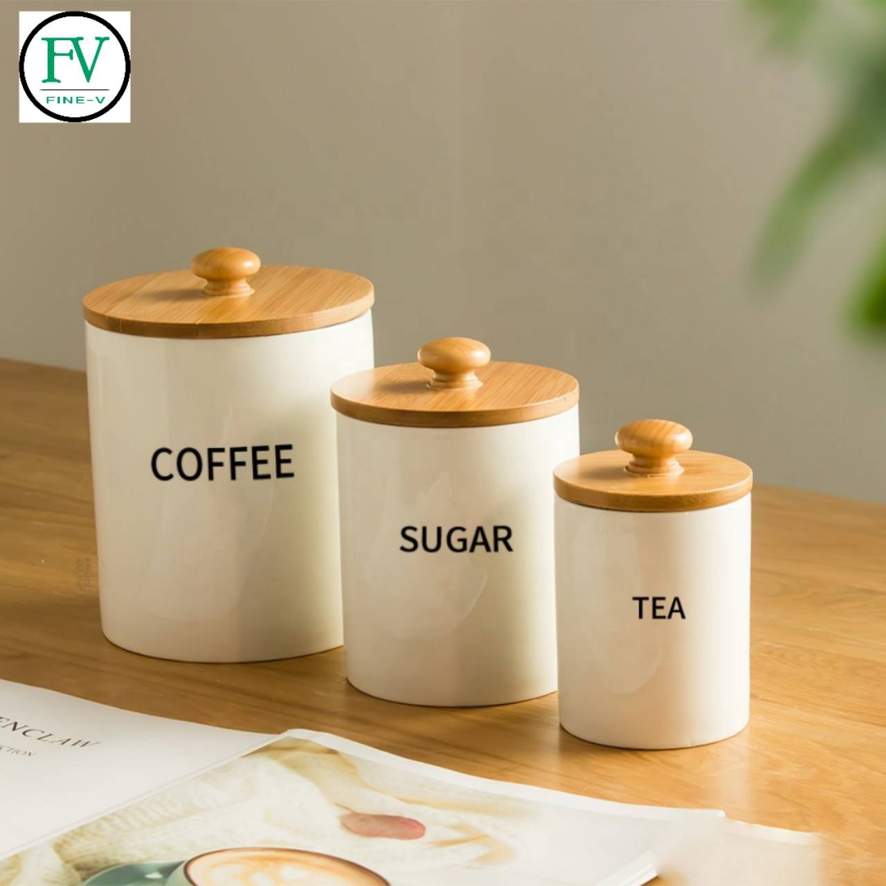 Custom made porcelain coffee tea container ceramic food storage tank